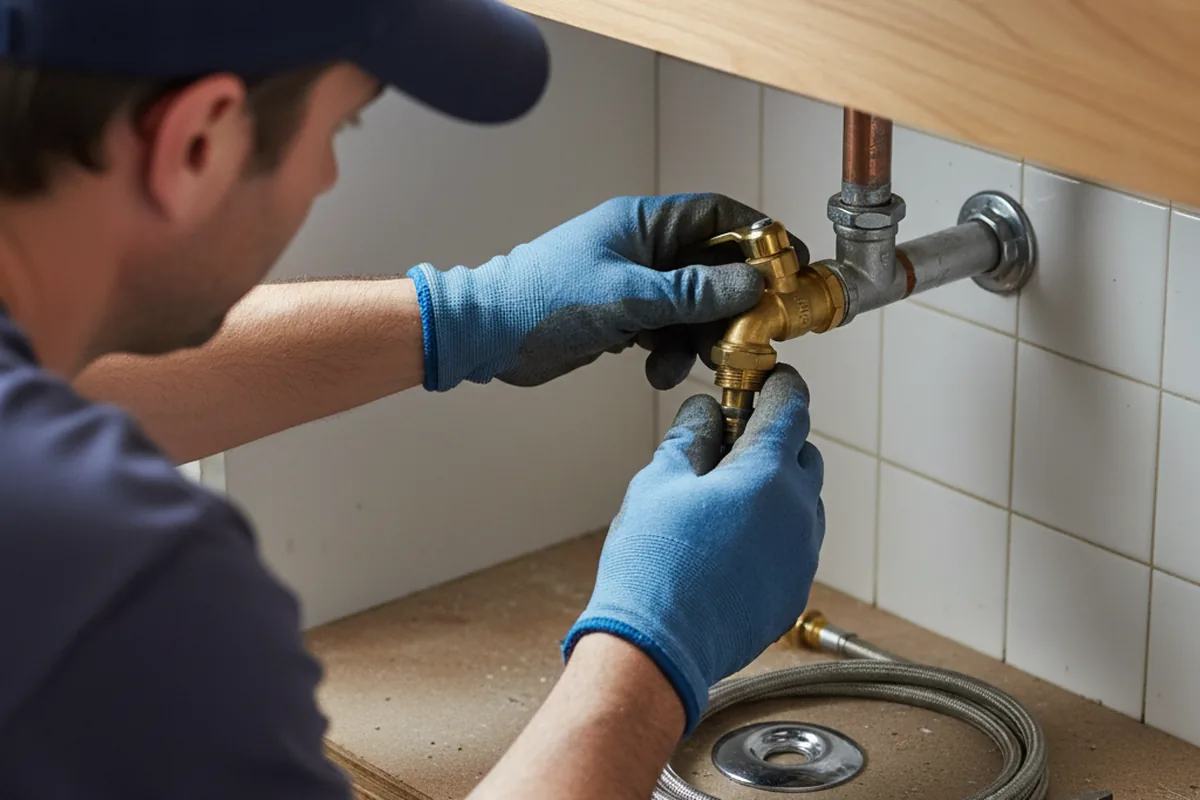 Shutoff valve and fitting work during Burst Pipe Repair in Howard